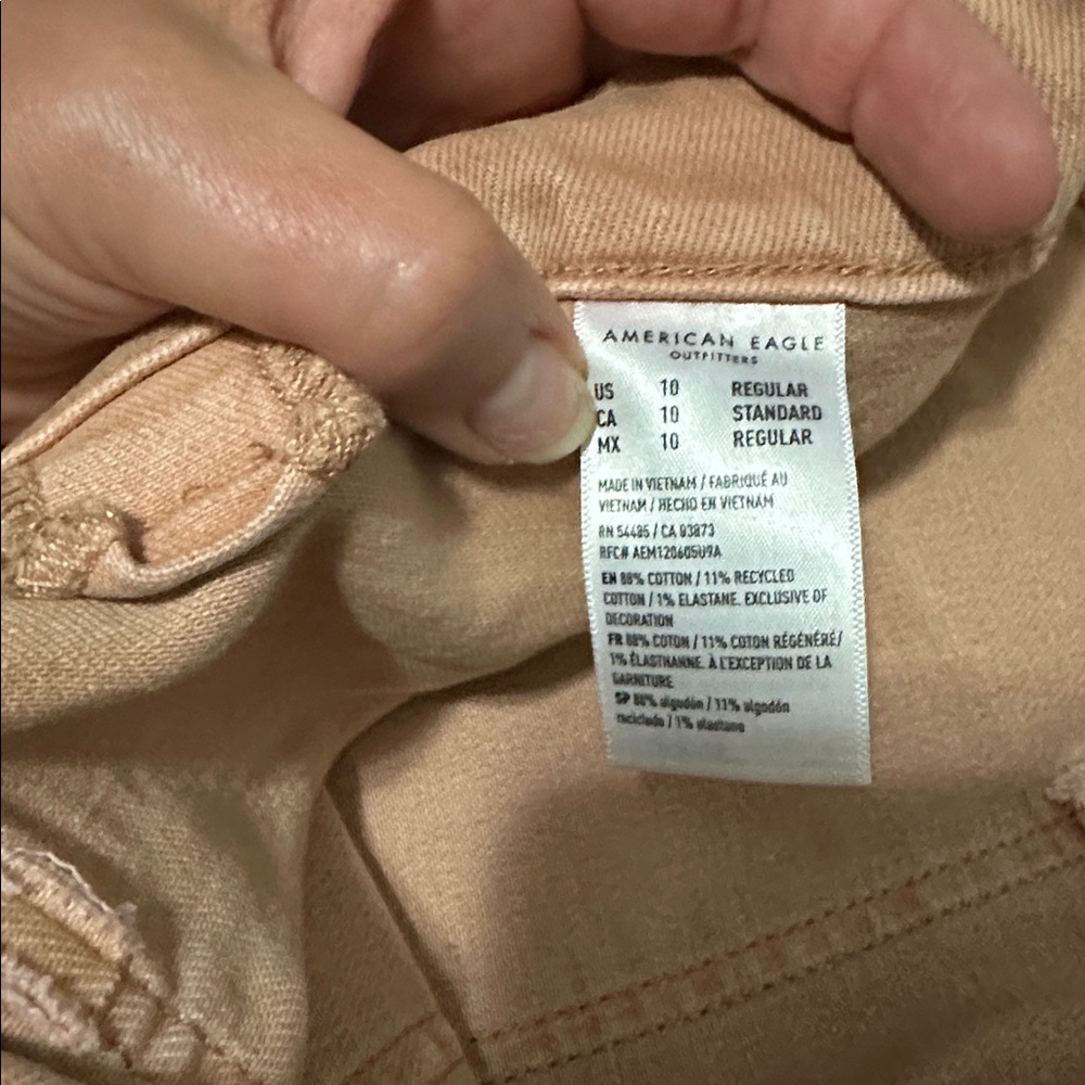 American Eagle high rise stretch coral jeans size 10 - Picture 7 of 14